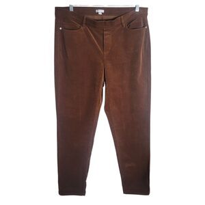 J. Jill Corduroy Pull On Pants Women's Size XL Brown Stretch Tapered Leg Comfy